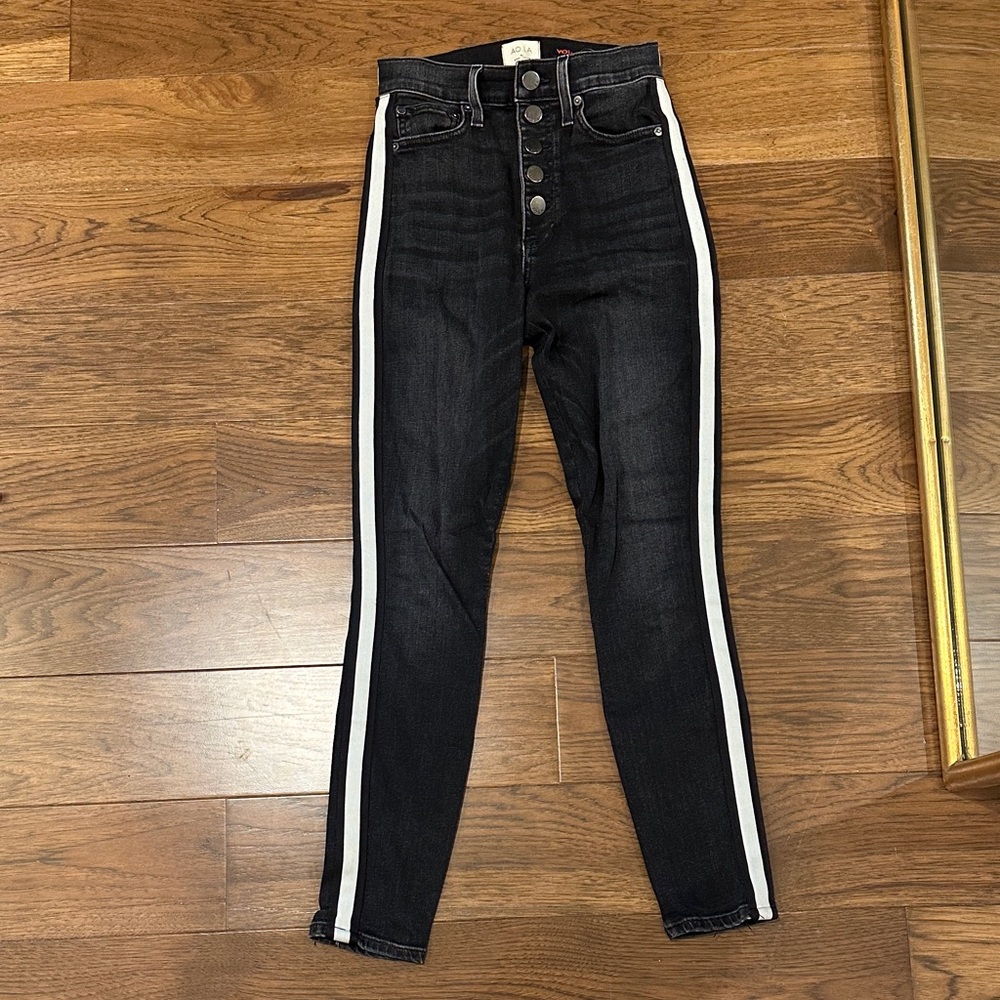 AO.LA High-Rise Black Skinny Jeans with White   Side Stripe